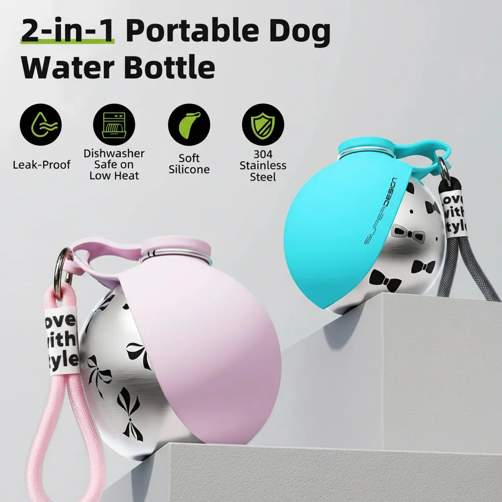 Botella Premium 2 en 1: Estilo y frescura para tu mejor amigo
